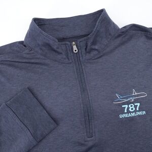 Boeing 787 Dreamliner Performance Quarter Zip Pullover Short Blue Mens Medium